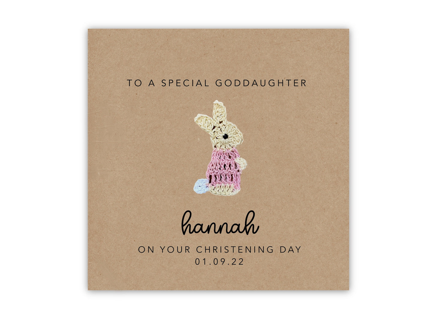 Christening Card For Goddaughter Personalised Baptism Card, Baptism Card For Niece, Granddaughter Baptism Card, Christening, Rabbit