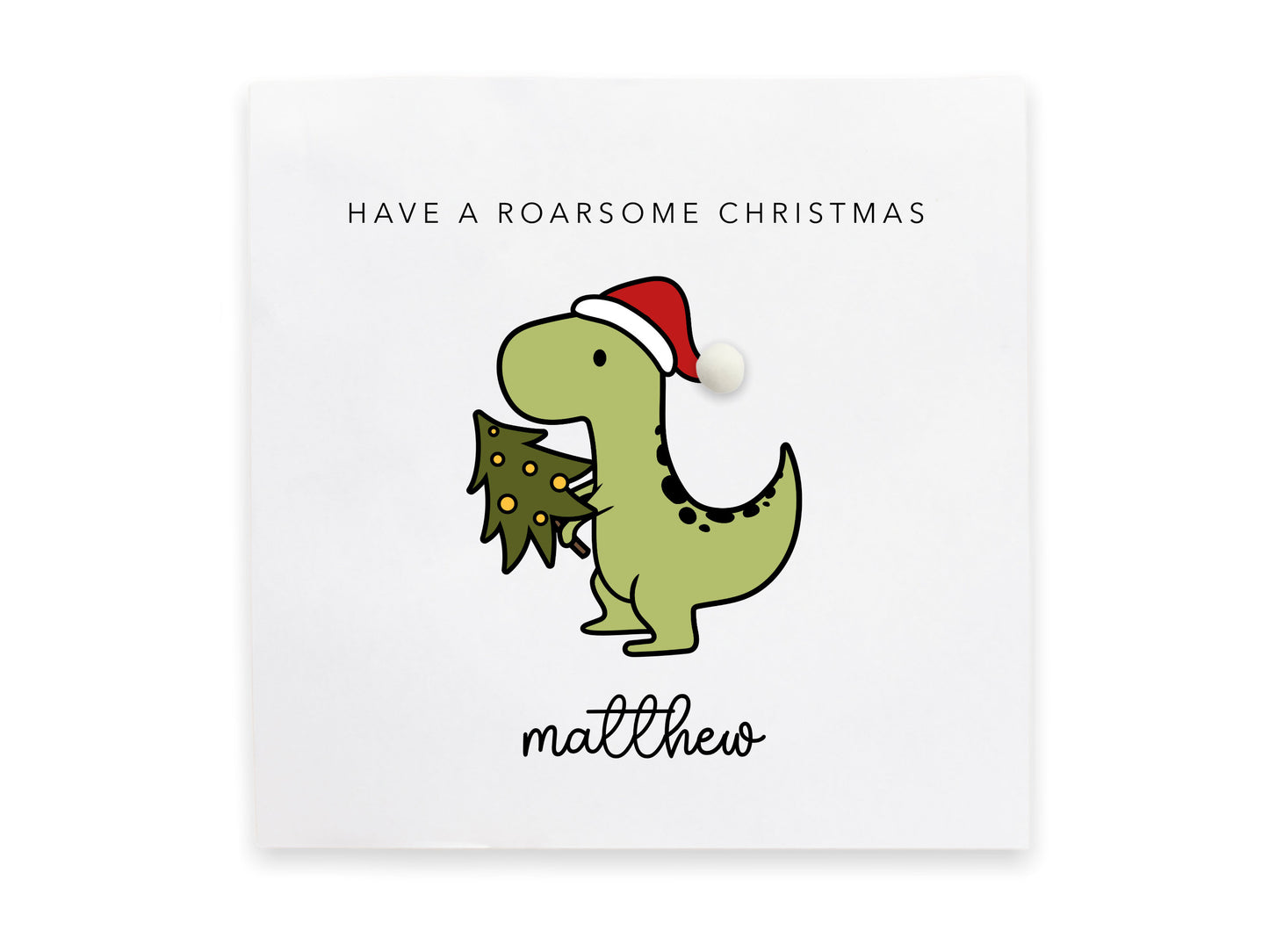 Personalised Dinosaur Christmas Card, Happy Christmas to a wonderful grandson son nephew, personalised Christmas Dinosaur Card