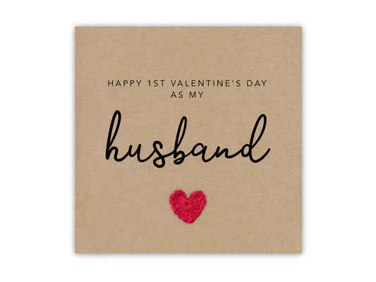 Happy 1st Valentines Day As My Husband, Valentines card for Wife First Valentines , One Year Anniversary, First Valentine's, To Recipient