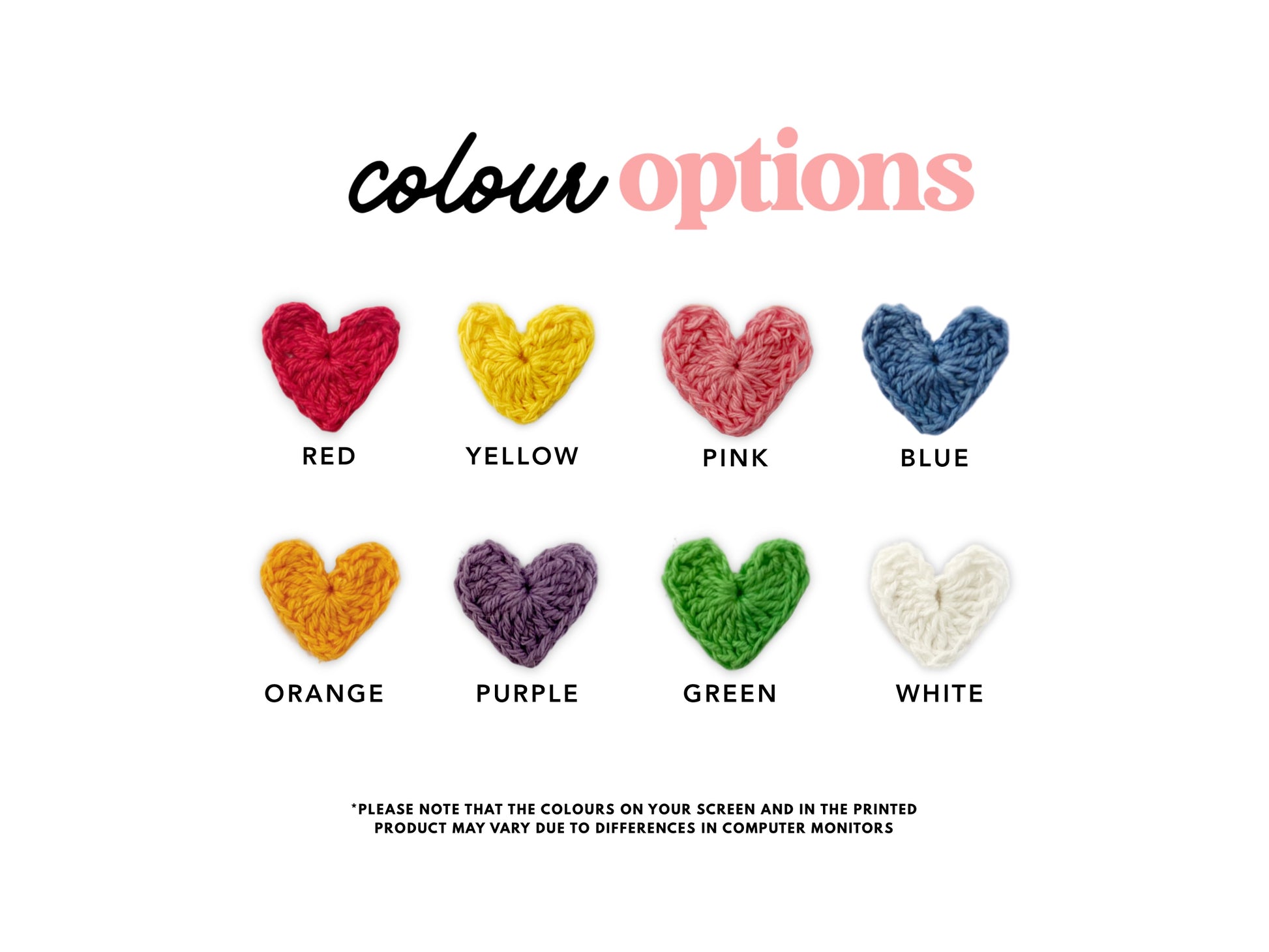 a group of different colors of yarn in the shape of hearts