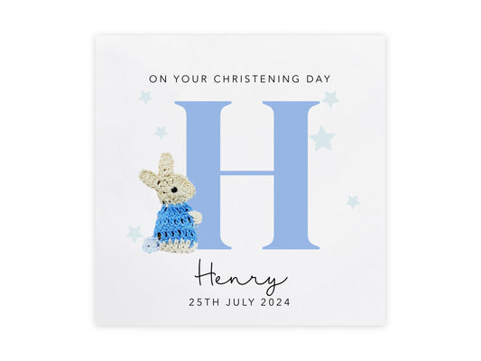 Christening Card Personalised Baptism Card, Baptism Card For Niece, Granddaughter Baptism Card, Christening, Rabbit, Grandson, Son