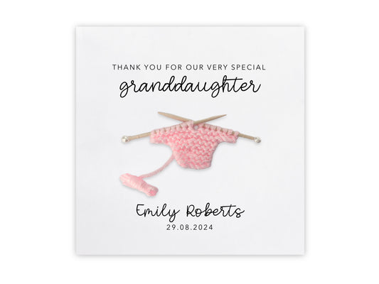 Personalised Thank You For New Granddaughter New Baby Card,  Granddaughter Card, Custom New Baby Girl Card, Granddaughter