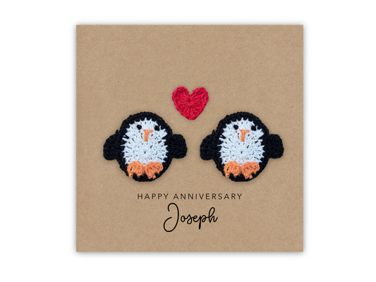 Personalised You're My Penguin Anniversary Card, Love Valentines Anniversary Wedding Card, Penguin Card, Happy Valentines Day, I love you