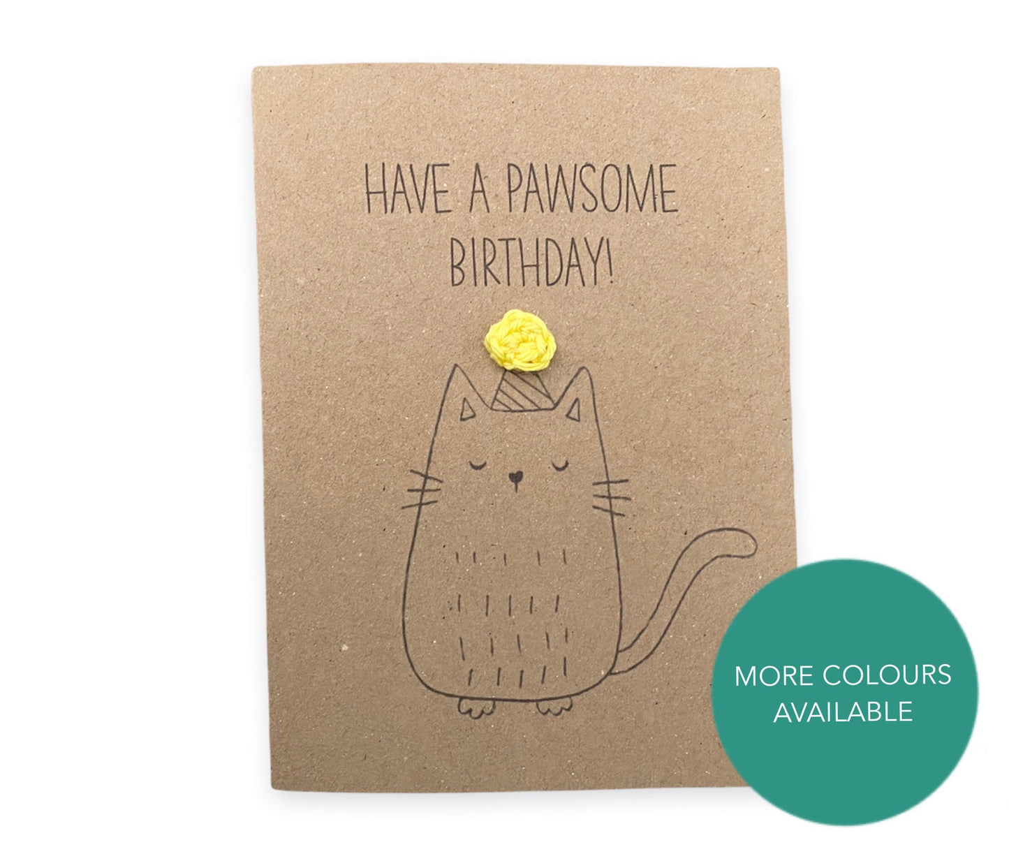 Funny Cat Birthday Pun Card - Have a pawsome birthday - Cat Birthday handmade Lover - Card for her - Send to recipient - Message inside