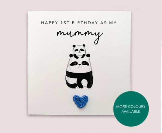 Happy 1st Birthday as my mummy - Simple Bear Birthday Card for mum from baby son daughter - Handmade Card for her - Send to recipient