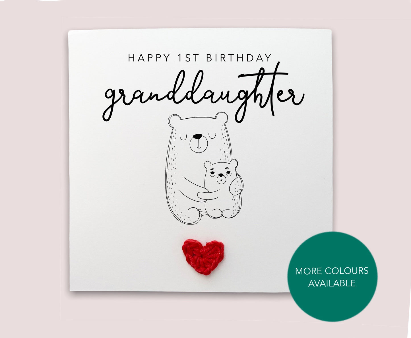 Bear First Birthday Card For Granddaughter, Happy 1st Birthday, Cute Birthday Card For Baby Granddaughter, 1st Birthday, Card for baby girl