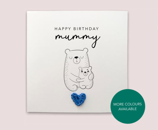 Happy Birthday mummy card - Simple Birthday Card for mum birthday from baby child son daughter bear card  - Send to recipient