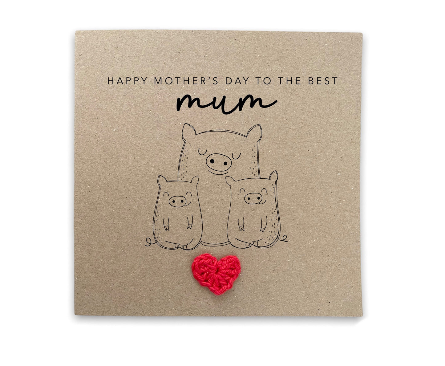 Happy Mother's Day to the best mum twins - Simple Pig Mother's Day card from baby twins from baby son daughter - Send to recipient