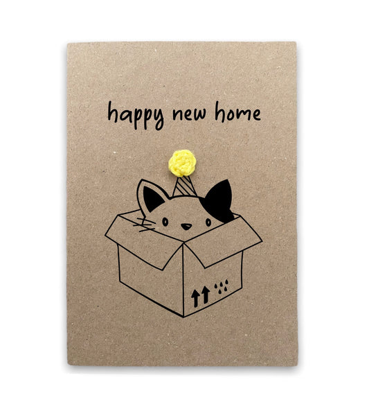 Happy New Home Cat Card  - New Home owner - New House Cat Warming Card - New home - First Home - funny new home card - Send to recipient