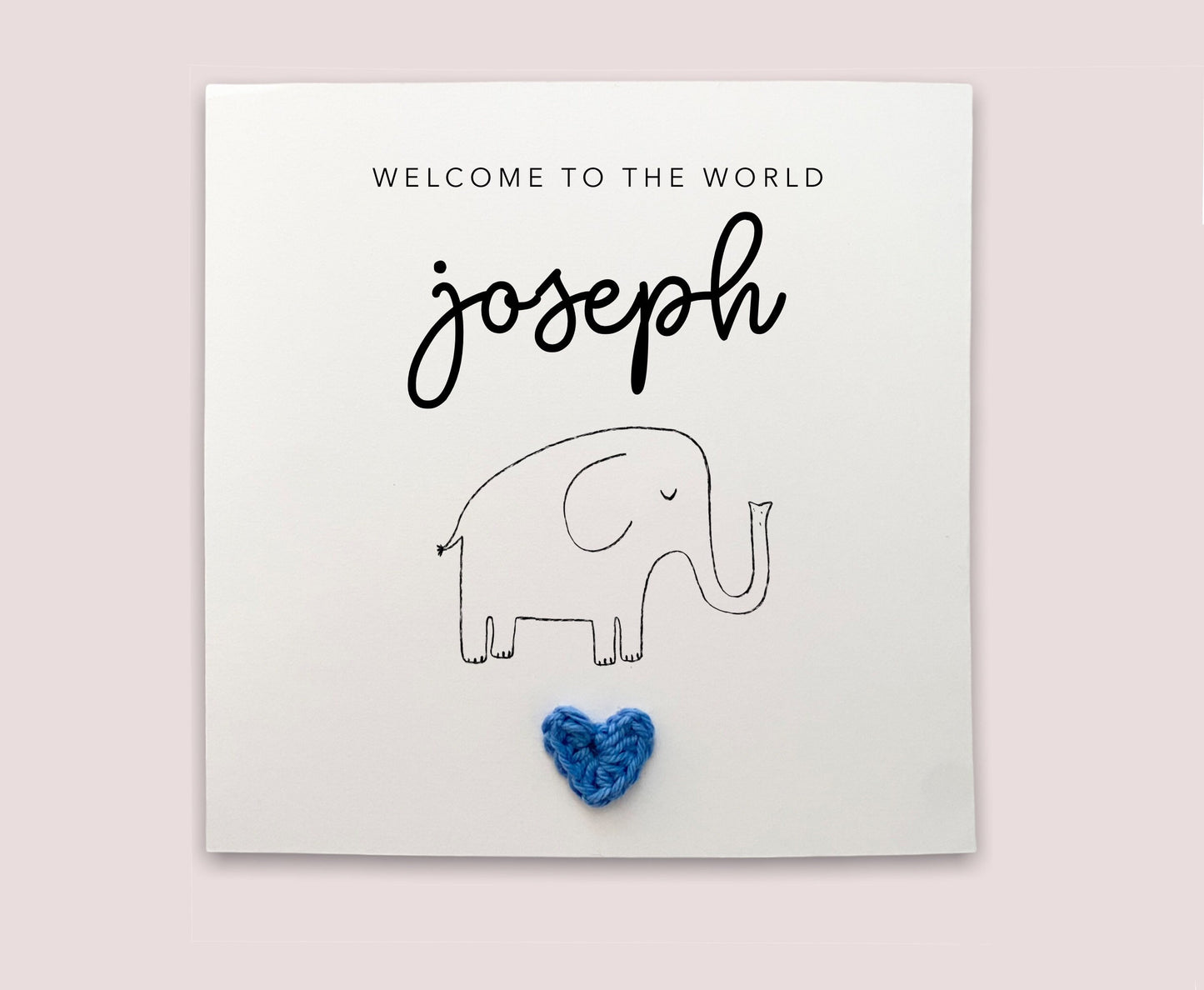 Personalised New Born baby welcome to the world - Simple new baby Card new born baby card for boy / girl elephant cute - Send to recipient