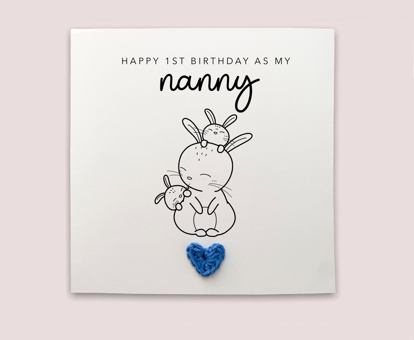 Happy 1st Birthday As My Nan twins , First Birthday As My Grandma Card, First Birthday Card, Rabbit Birthday Card, Nanny Twins, Nana