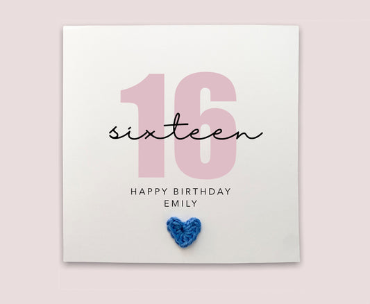 Personalised Happy 16th Birthday, Simple Birthday Card for 16th Birthday, Handmade Card, Birthday Card, Personalised,  Send to recipient, UK