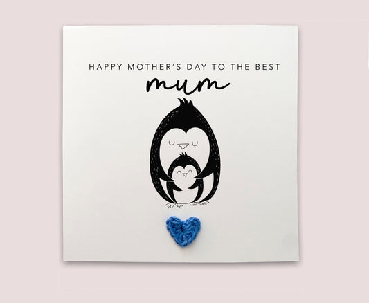 Happy Mother's Day to the best mum - Simple Penguin Mother's Day card from baby from baby son daughter - Simple card Send to recipient