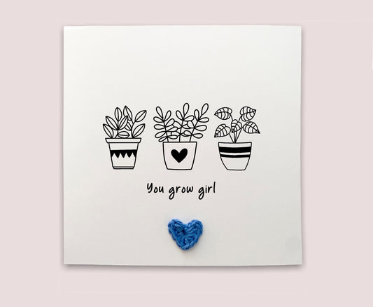 You Grow Girl - You Did It - Plant Card Congratulations on your new job card - Simple proud of you - graduation Appreciation Card