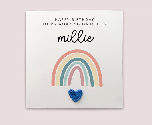 Personalised Daughter Birthday Card, Happy 1st Birthday, For Daughter Rainbow Birthday Card, Baby Girl Birthday, First Birthday Card