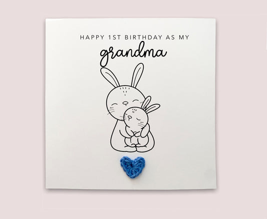 Happy 1st Birthday As My Grandma, First Birthday As My Grandma Card, First Birthday Card, Rabbit Birthday Card, Cute Birthday Card