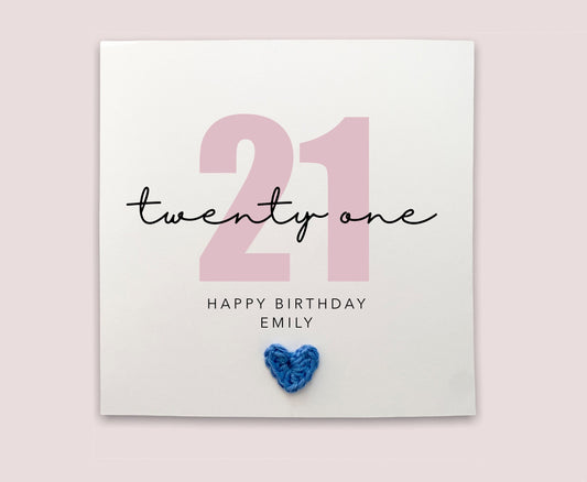 Personalised Happy 21st Birthday, Simple Birthday Card for 21st Birthday, Handmade Card, Birthday Card, Personalised,  Send to recipient, UK