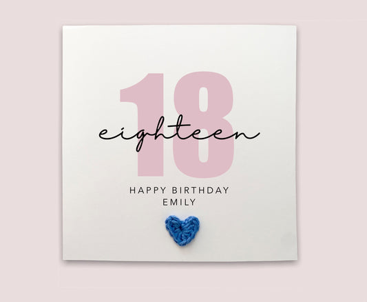 Personalised Happy 18th Birthday, Simple Birthday Card for 18th Birthday, Handmade Card, Birthday Card, Personalised,  Send to recipient, UK