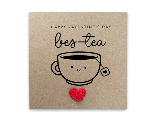 Best Friend Valentine Card For Her, Galentines Day Card For Best Friend, Happy Valentines Day Best-Tea, Funny Bestie Valentines Card, Bestie