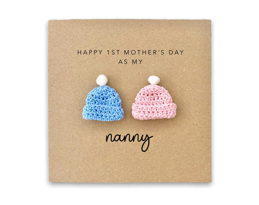 Happy 1st Mothers Day to Twins card, First Grandma Nanny for mum, Mothers from baby, Mothers Day Mum Card 1st Mothers Day Grandma, Twins