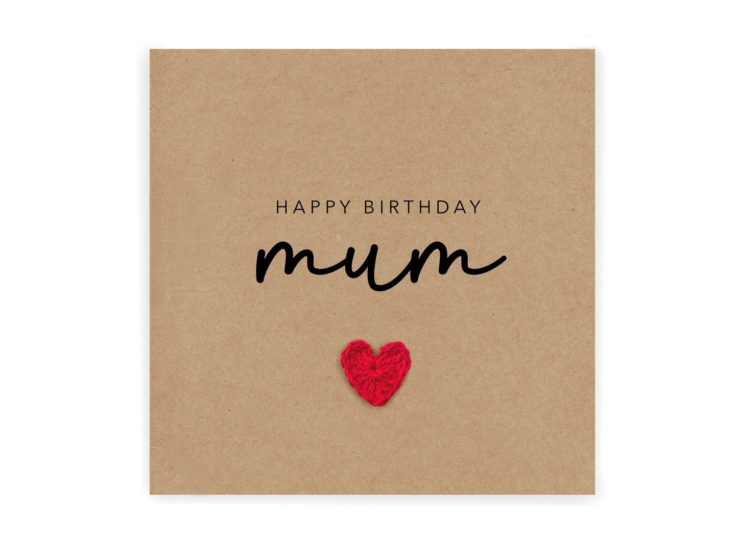 Happy Birthday Mum Card  - Simple Rustic Mum Birthday Card for from Daughter / Son  - Mum Birthday Card - Mum Card - Send to recipient