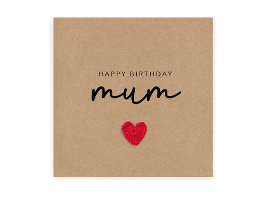 Happy Birthday Mum Card  - Simple Rustic Mum Birthday Card for from Daughter / Son  - Mum Birthday Card - Mum Card - Send to recipient