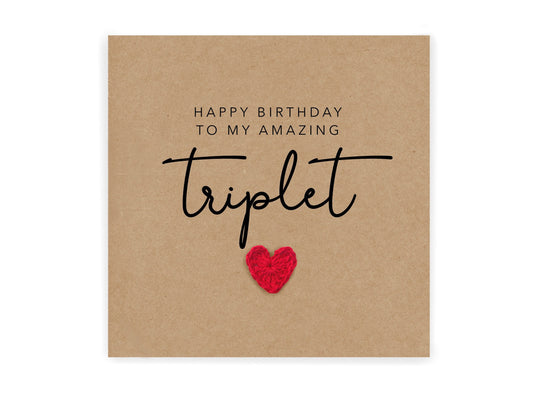 Happy Birthday to my amazing triplet , Simple rustic Birthday Card for triplet sister, Card for triplet, Happy Birthday Card, Triplet Card