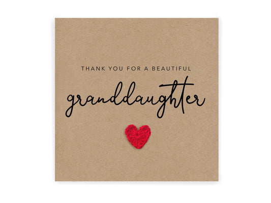 Thank You For New Granddaughter Card, Beautiful Baby Granddaughter, Grandchild, Birth of Granddaughter Daughter, Son, Daughter in Law, Girl