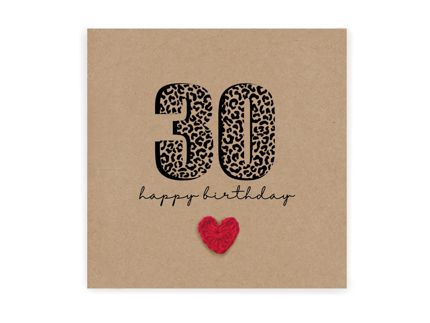 30 Birthday Card, Simple Birthday Card, Any Age, Husband, Wife, Best Friend, Girlfriend, Sister, 30th Birthday Card, Leopard Print 30th Card