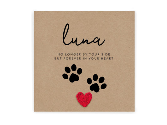 Personalised Pet Sympathy Card, Pet loss Cat, Dog, Sorry for your loss, thinking of you, bereavement card, forever in your heart, Pet Loss