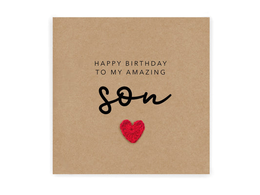 Happy Birthday to my amazing son, Simple Birthday Card for son, Card from mum, Birthday Card for Him, Card for Son,  Send to recipient