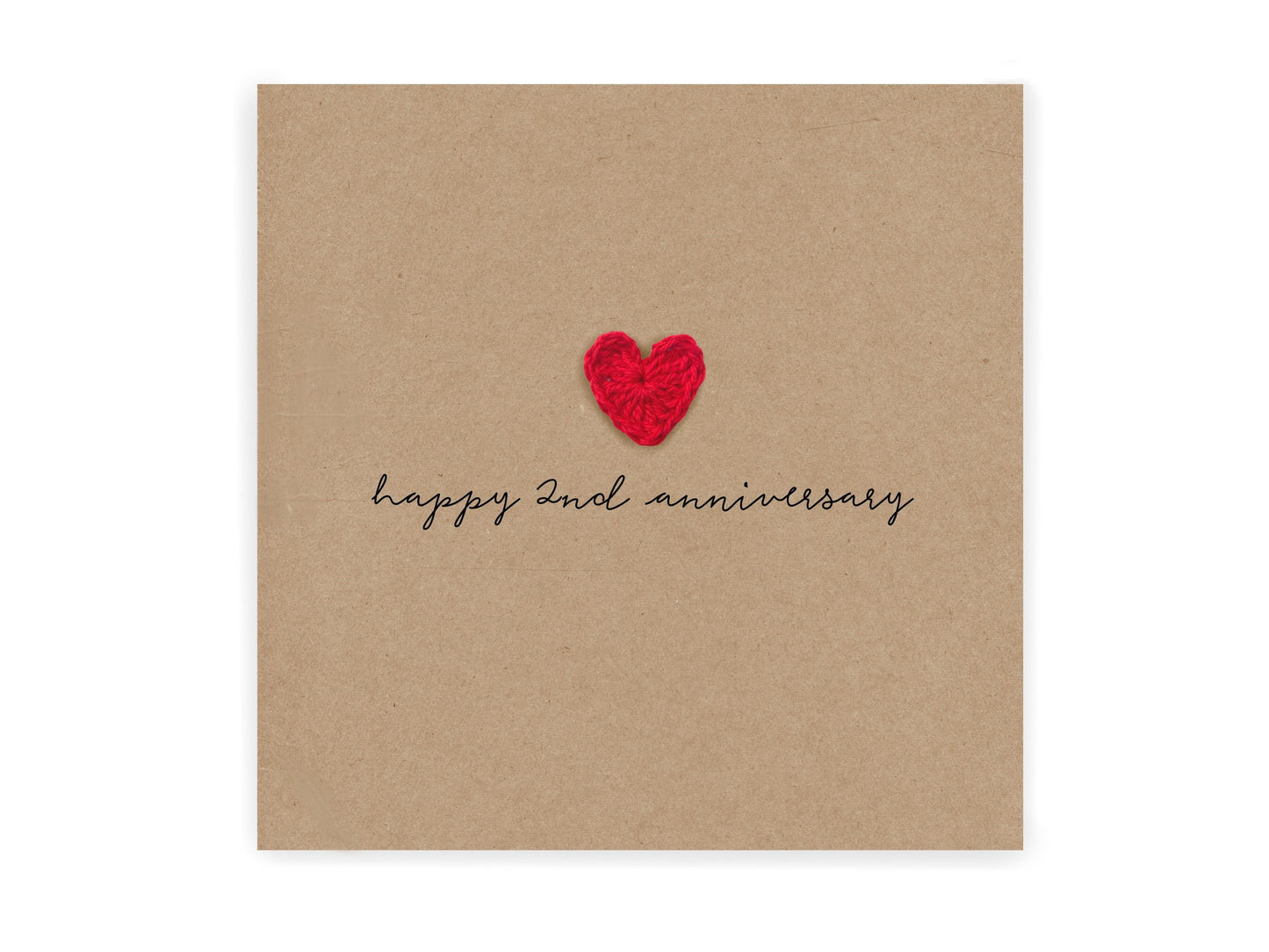 Second Wedding Anniversary Simple Rustic Two Year Anniversary Card for Husband Wife , Cotton Anniversary, 2nd Anniversary