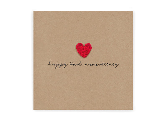 Second Wedding Anniversary Simple Rustic Two Year Anniversary Card for Husband Wife , Cotton Anniversary, 2nd Anniversary