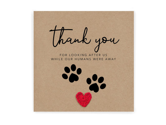 Thank you card from pets, dogs, cats, thank you for looking after us, furbaby, holiday,Pet Sitter Thank You Card, Humans Away Card from Dog