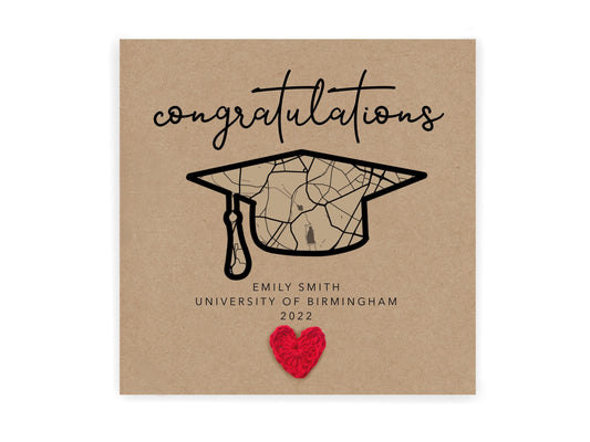 Personalised Graduation Card Map Card, Celebration Card, Graduation Greeting Card, Congratulations Card, Graduation Degree, Map University
