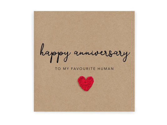 Happy Anniversary To My Favourite Human, Wedding Anniversary Card, Anniversary Card Favourite Person, Card for Partner, Wife, Husband
