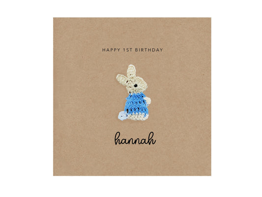 Happy 1st Birthday, Personalised Birthday Card For Boy, Animal Birthday Card, Cute Rabbit Greeting Card, Baby 1st Birthday Card