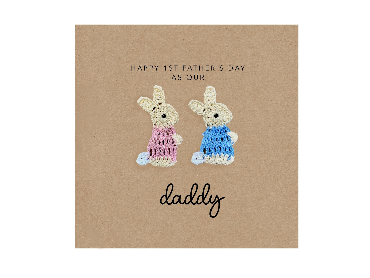 Happy 1st Fathers Day card Twins, Rabbit First Fathers Card for dad, Father Day from baby, Fathers Day Dad Card 1st Daddy, Dad to Twins