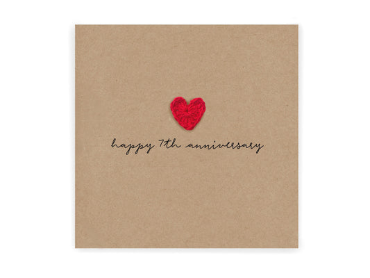 7th Wedding Anniversary Simple Rustic Seventh Year Anniversary Card for Husband Wife , Cotton Anniversary, 7th Anniversary, Wool Anniversary