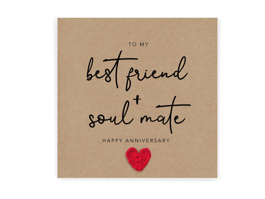 Soulmate Best Friend Anniversary Card, Happy Anniversary to Wife, Husband, Boyfriend, Girlfriend, Wedding Anniversary to Soul Mate Card