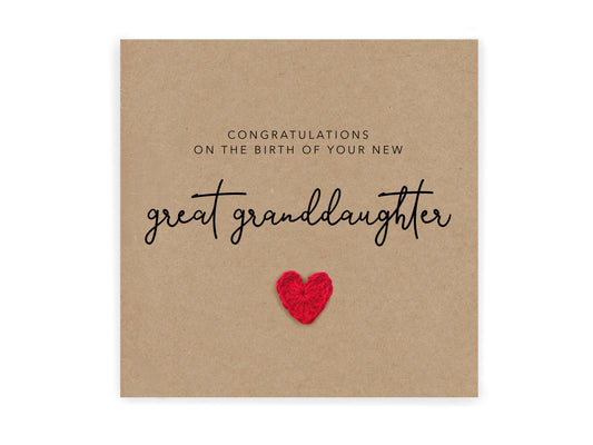 New Great Granddaughter Card, New great Grandparents Card, Baby Girl Card, New Baby Card, Congratulations great Grandparents, New Born Card