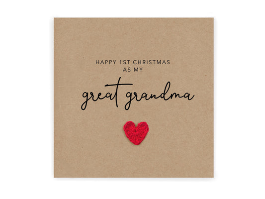 Happy First Christmas As My Great Grandma, First Christmas Card for Grandma Christmas Card Baby, 1st Christmas, Christmas Card from baby