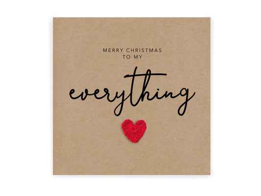 Merry Christmas To My Everything - Simple Christmas card for partner wife husband girlfriend boyfriend - Rustic Christmas Card for her / him