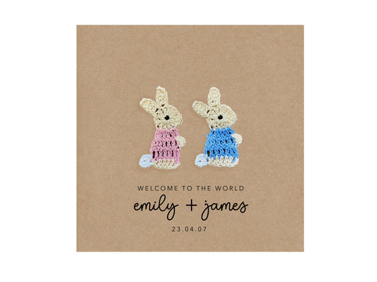 Personalised Congratulations Card New Parents to Twins, Welcome to the world twins Personalised, New Baby Card, Welcome to the World Baby