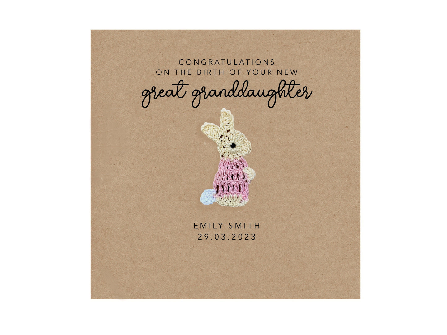 Personalised Congratulations Card For A Great Grandparent, Card For A New Grandma, Congratulations Birth On Your Great Granddaughter, Baby