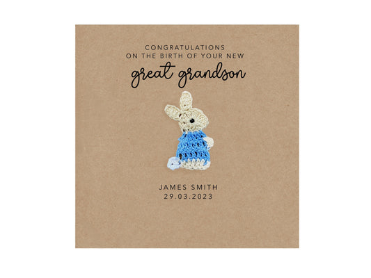 Personalised Congratulations Card For A Grandparent, Card For A New Grandma, Congratulations On The Birth On Your Great Grandson, New Baby