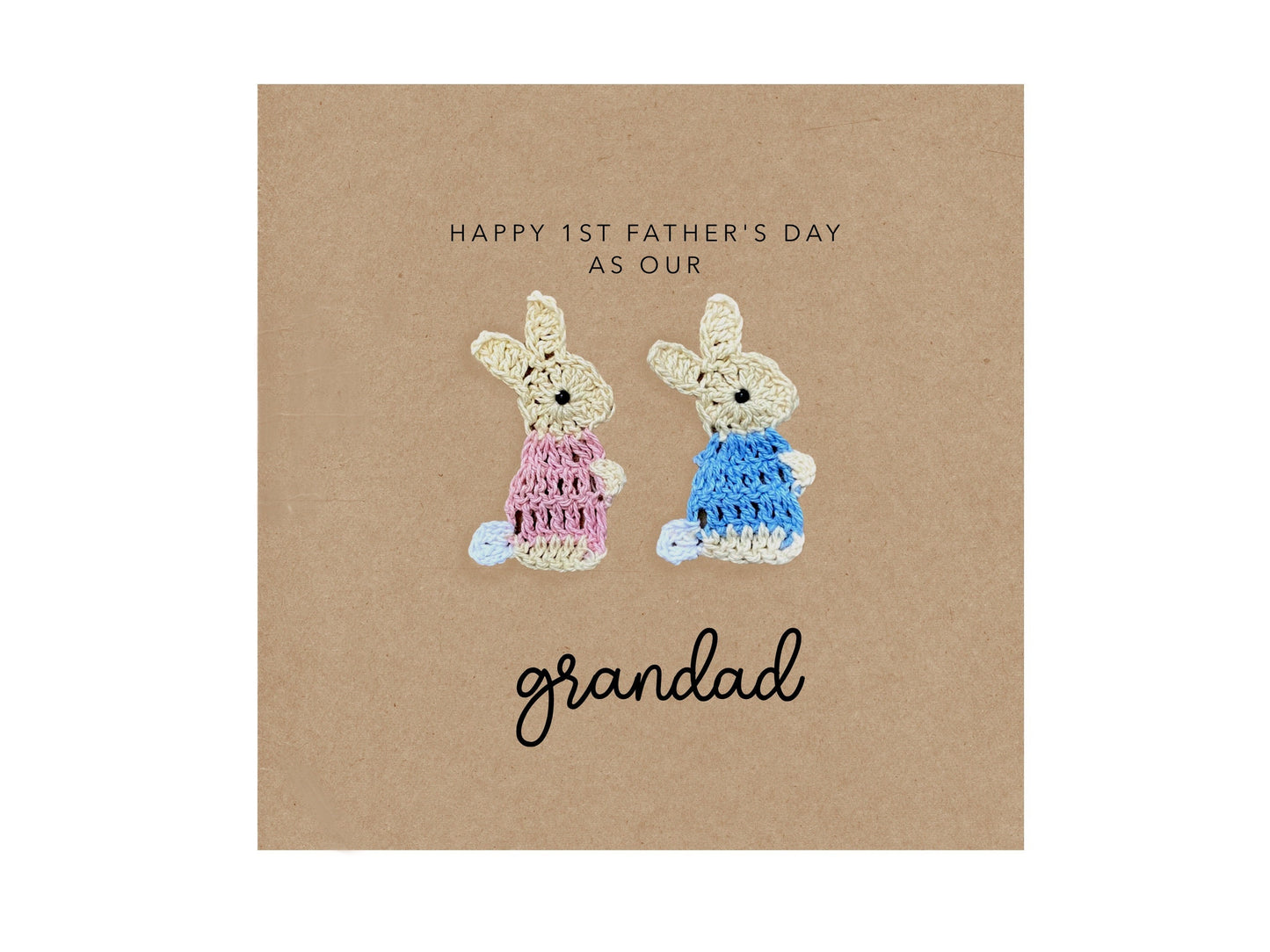 Happy 1st Fathers Day card Twins, Rabbit First Fathers Card for Grandad, Father Day from baby, Fathers Day Grandad Card 1st Daddy, to Twins