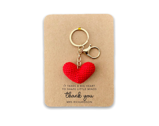 Thank You Gift For Teachers,  Personalised Teacher Card, Card For Teaching Assistant, Heart Nursery Card, School Teacher Gift Keyring, Thank