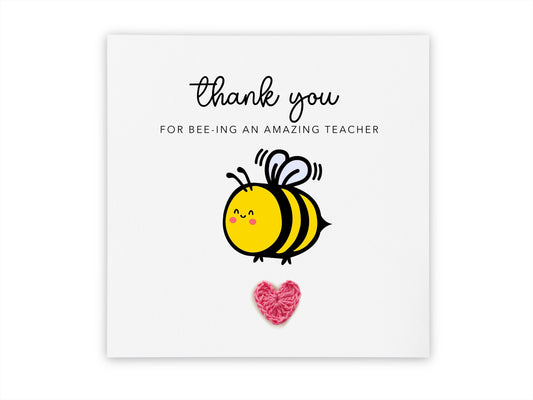 Teacher Thank You Card, Cute Bee Teacher Card, Personalised Thank You Card, End of Term Gift For Teachers, Amazing Teacher Card