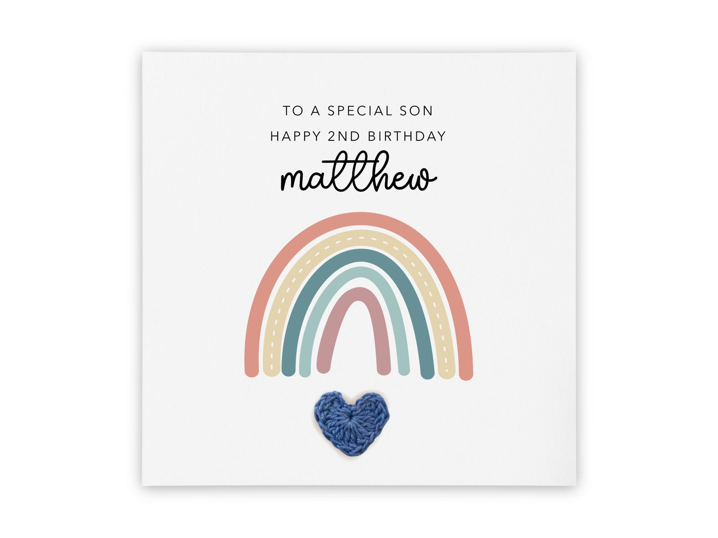 Personalised 2nd Birthday Card Son, To A Special Son, Second Birthday Card For Son, Rainbow Birthday Card, Cute Birthday